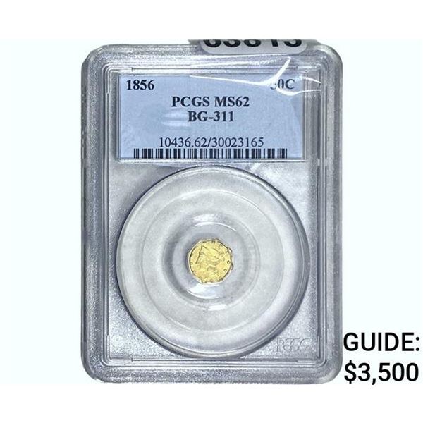 1856 Round California Gold Half Dollar PCGS MS62 BG-311