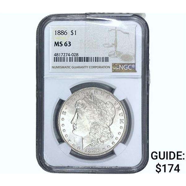 1886 Morgan Silver Dollar NGC MS63