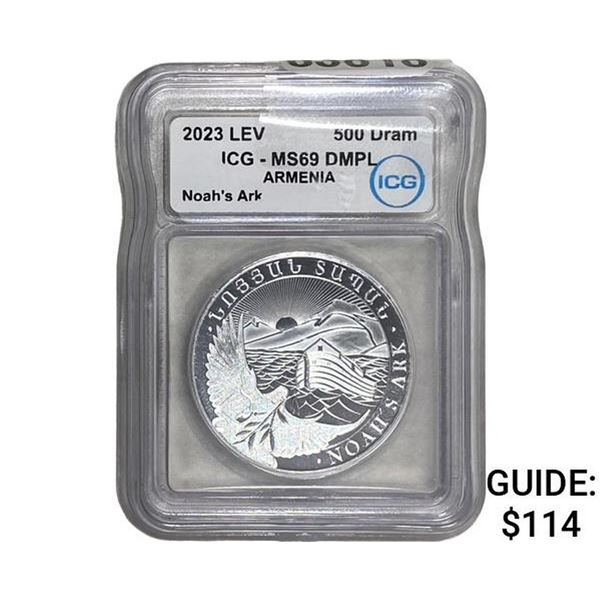 2023-LEV Armenia Silver 500 Dram Noah's Ark ICG MS69 DMPL