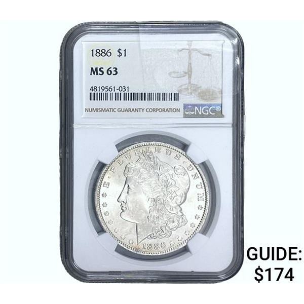 1886 Morgan Silver Dollar NGC MS63