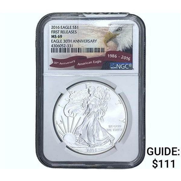 2016 $1 Silver Eagle NGC MS69 First Release