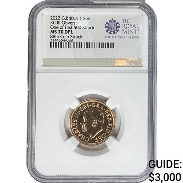 2022 Britain 1 Sov .2355oz Gold NGC MS70 DPL