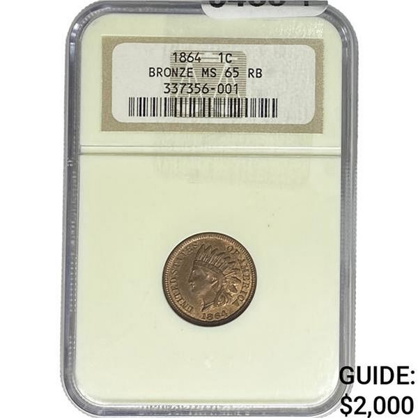 1864 Indian Head Cent NGC MS65 RB