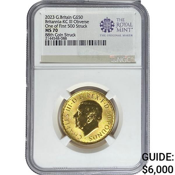 2023 Britain Â£50 Gold .5oz Britannia NGC MS69