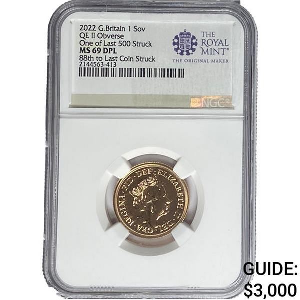 2022 Britain 1 Sov .2355oz Gold NGC MS69 DPL