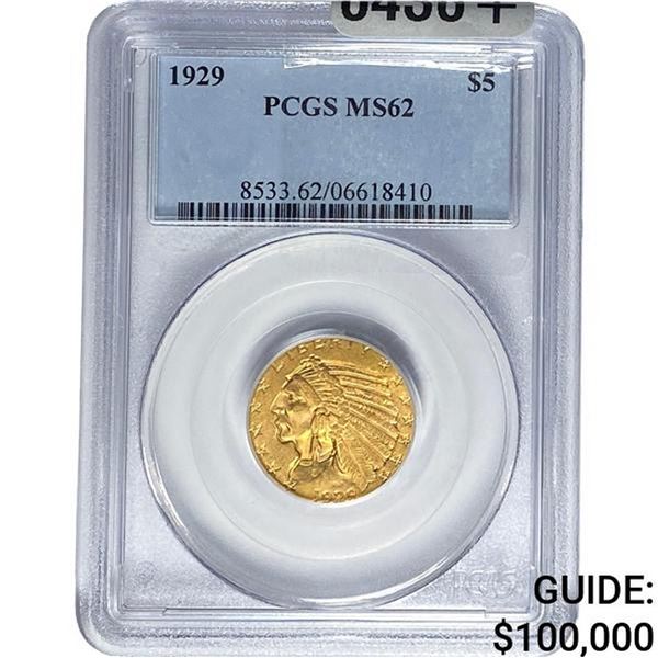 1929 $5 Gold Half Eagle PCGS MS62