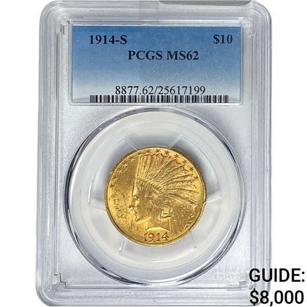 1914-S $10 Gold Eagle PCGS MS62