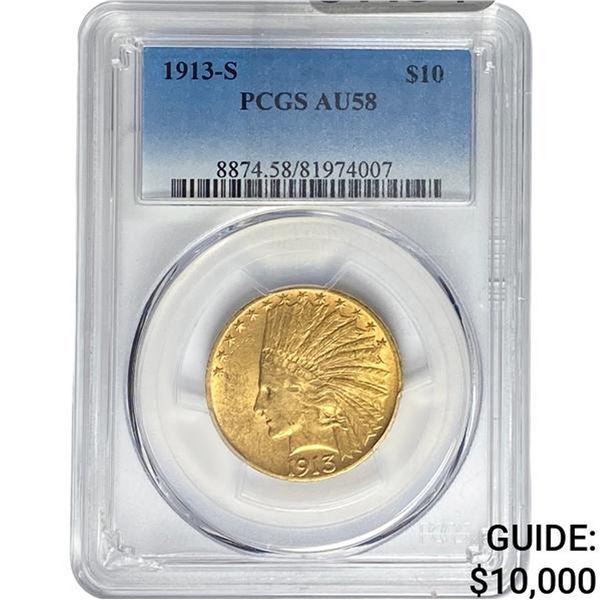 1913-S $10 Gold Eagle PCGS AU58