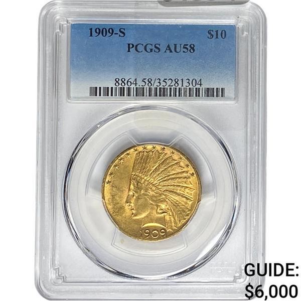 1909-S $10 Gold Eagle PCGS AU58
