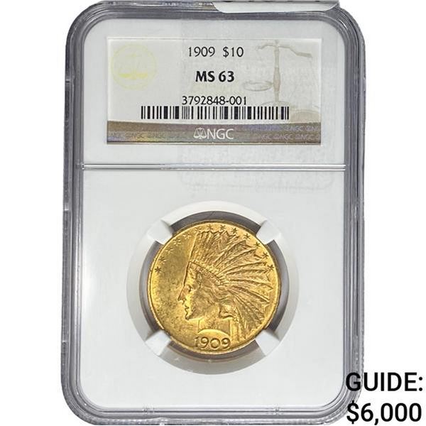 1909 $10 Gold Eagle NGC MS63