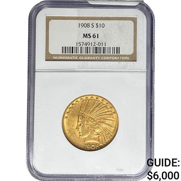 1908-S $10 Gold Eagle NGC MS61