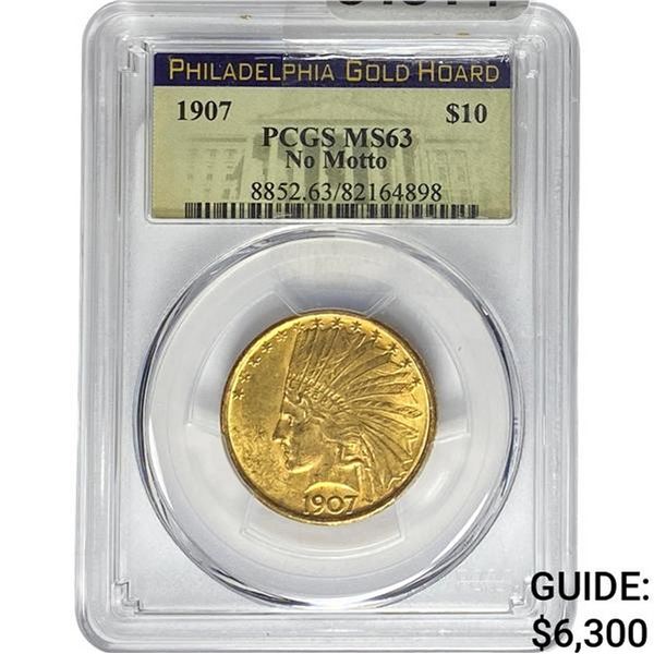 1907 $10 Gold Eagle PCGS MS63 NO MOTTO