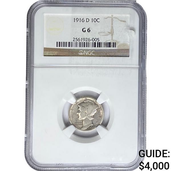 1916-D Mercury Silver Dime NGC G6