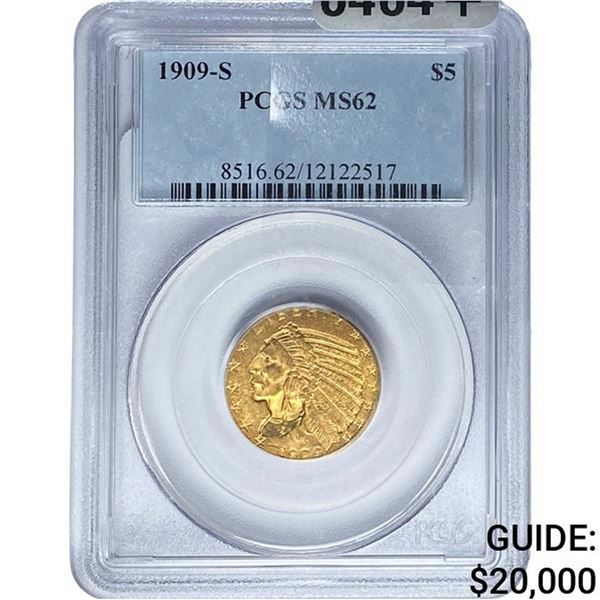 1909-S $5 Gold Half Eagle PCGS MS62