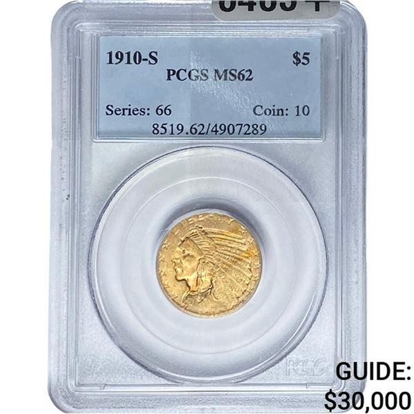 1910-S $5 Gold Half Eagle PCGS MS62