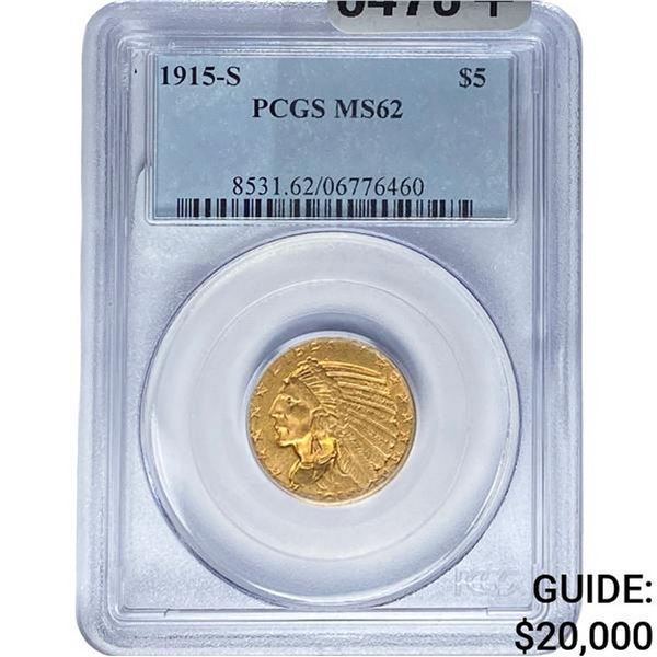 1915-S $5 Gold Half Eagle PCGS MS62