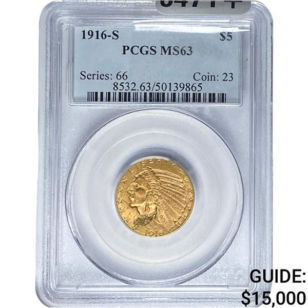1916-S $5 Gold Half Eagle PCGS MS63