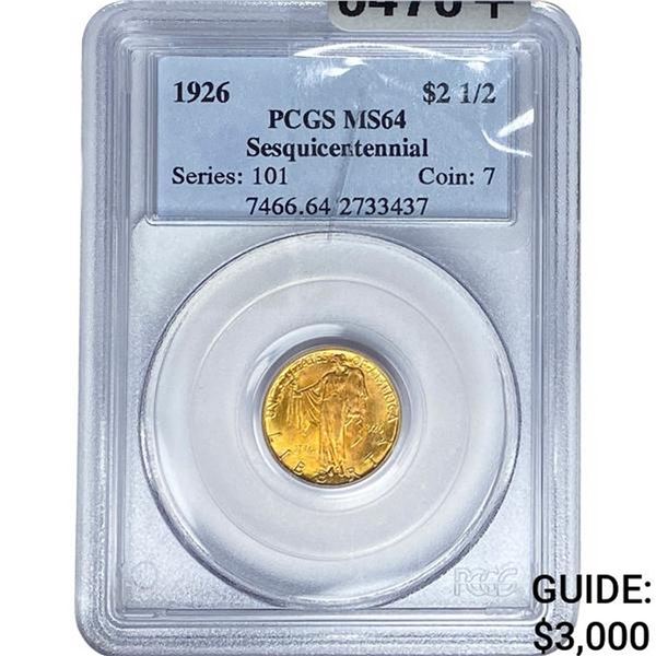 1926 Sesquincentennial $2.50 Gold Quarter Eagle PCGS MS64