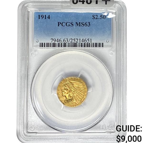 1914 $2.50 Gold Quarter Eagle PCGS MS63