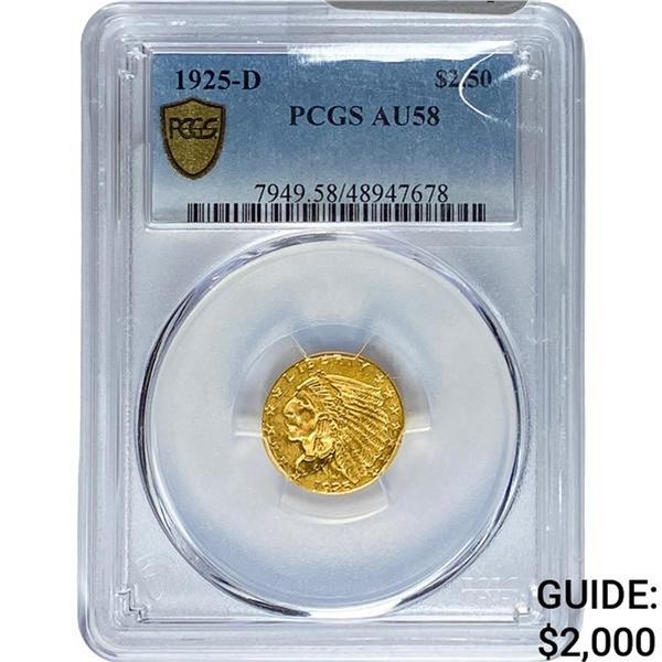 1925-D $2.50 Gold Quarter Eagle PCGS AU58