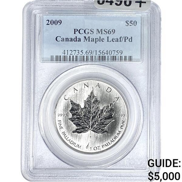 2009 Silver $50 Canada Maple Leaf/Pd PCGS MS69