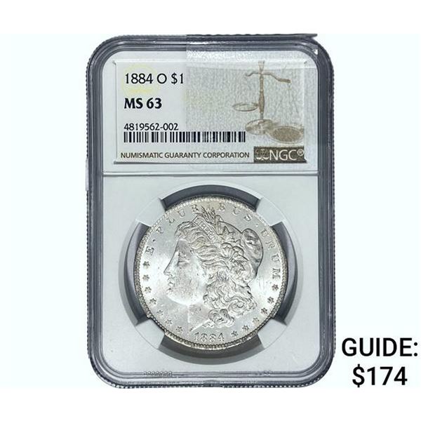 1884-O Morgan Silver Dollar NGC MS63