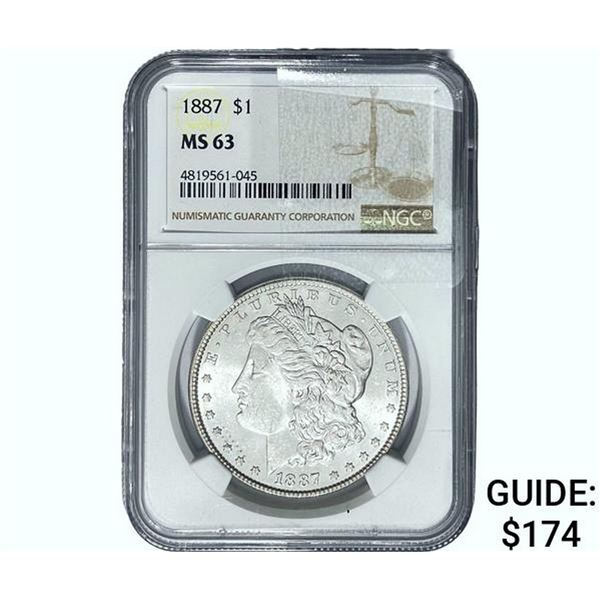 1887 Morgan Silver Dollar NGC MS63