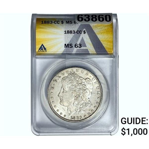 1883-CC Morgan Silver Dollar ANACS MS63