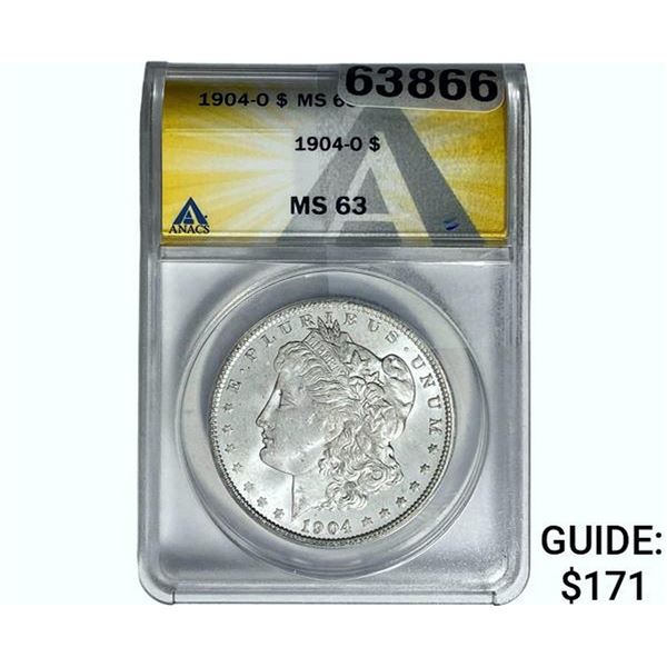 1904-O Morgan Silver Dollar ANACS MS63