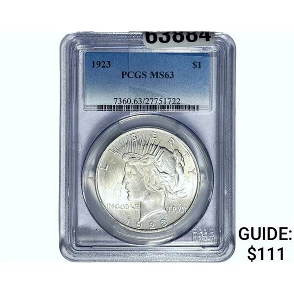 1923 Silver Peace Dollar PCGS MS63