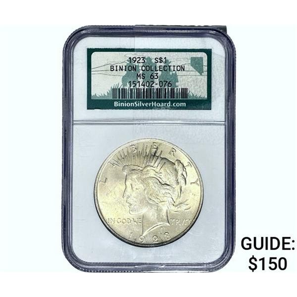 1923 Silver Peace Dollar NGC MS63