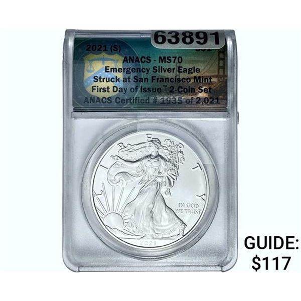 2021-S Silver Eagle ANACS MS70