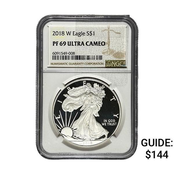 2018-W Silver Eagle NGC MS69 Ultra Cameo