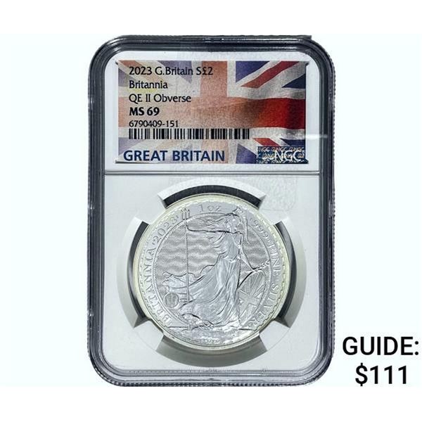 2023 G. Britian Â£2 QE II Observe NGC MS69