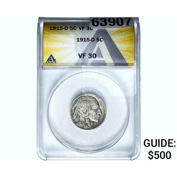 1915-D Buffalo Nickel ANACS VF30