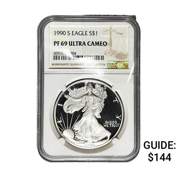 1990-S Silver Eagle NGC PF69 Ultra Cameo