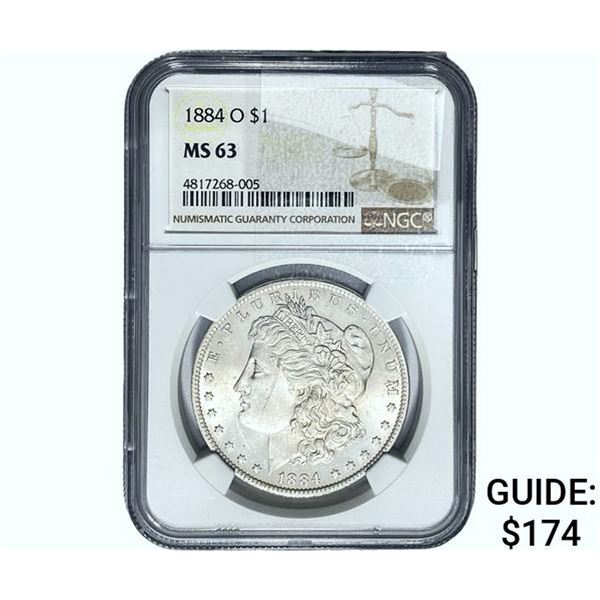 1884-O Morgan Silver Dollar NGC MS63