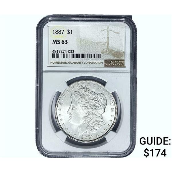 1887 Morgan Silver Dollar NGC MS63