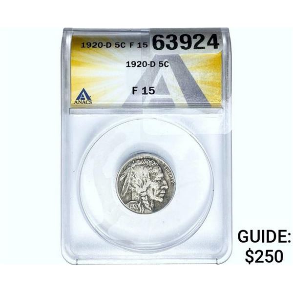 1920-D Buffalo Nickel ANACS F15