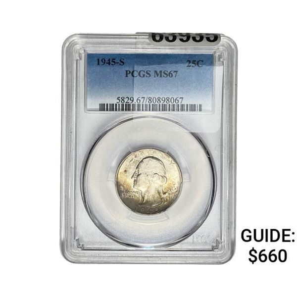 1945-S Washington Silver Quarter PCGS MS67