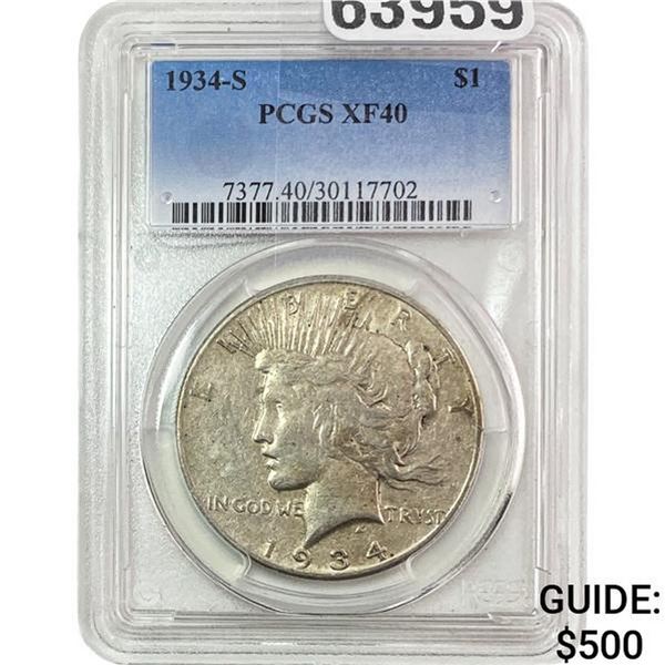 1934-S Silver Peace Dollar PCGS XF40
