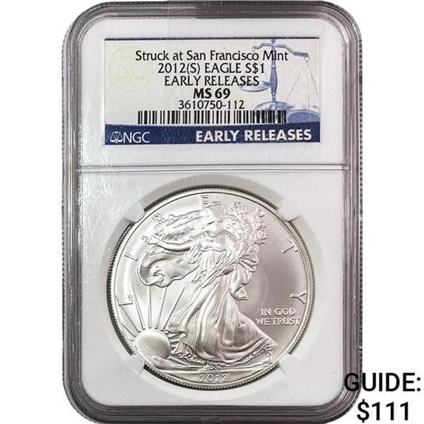 2012-S Silver Eagle NGC MS69 Early Releases