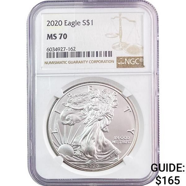 2020 Silver Eagle NGC MS70