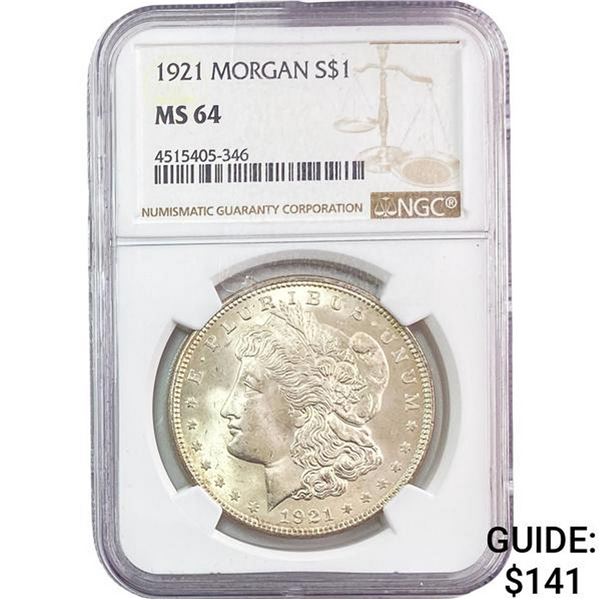 1921 Morgan Silver Dollar NGC MS64