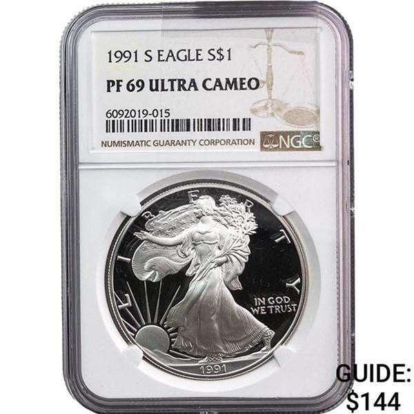 1991-S Silver Eagle NGC PF69 Ultra Cameo