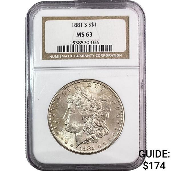 1881-S Morgan Silver Dollar NGC MS63