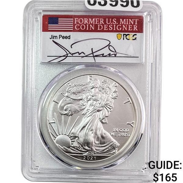 2021-W Silver Eagle PCGS MS70 TY 1 1st Day of Issue