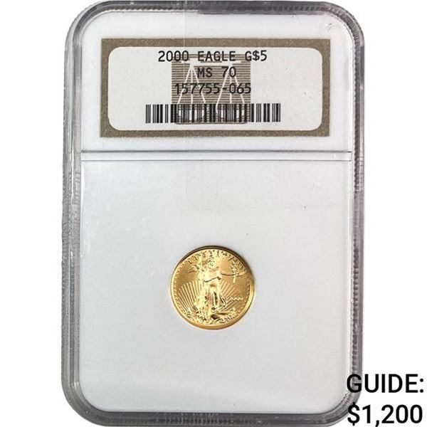 2000  NGC MS70 .10 OZ Gold $5 Half Eagle