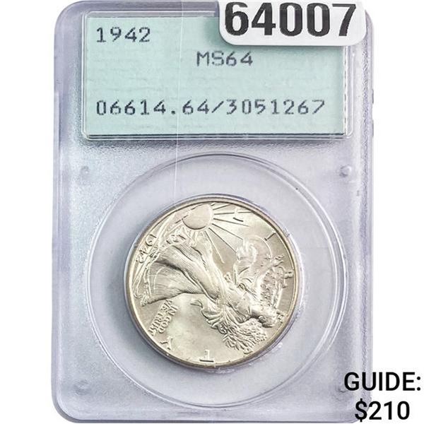1942 Walking Liberty Half Dollar PCGS MS64