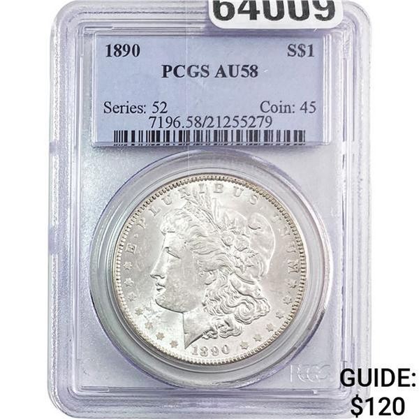 1890 Morgan Silver Dollar PCGS AU58